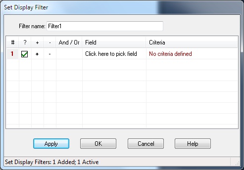 Display Filter dialog box
